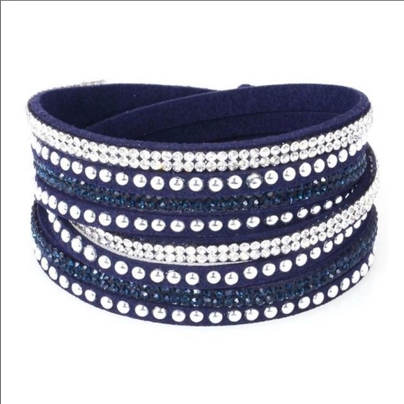 Rhinestone Wrap!! Snap bracelet Micro-fiber - Picture 2 of 6